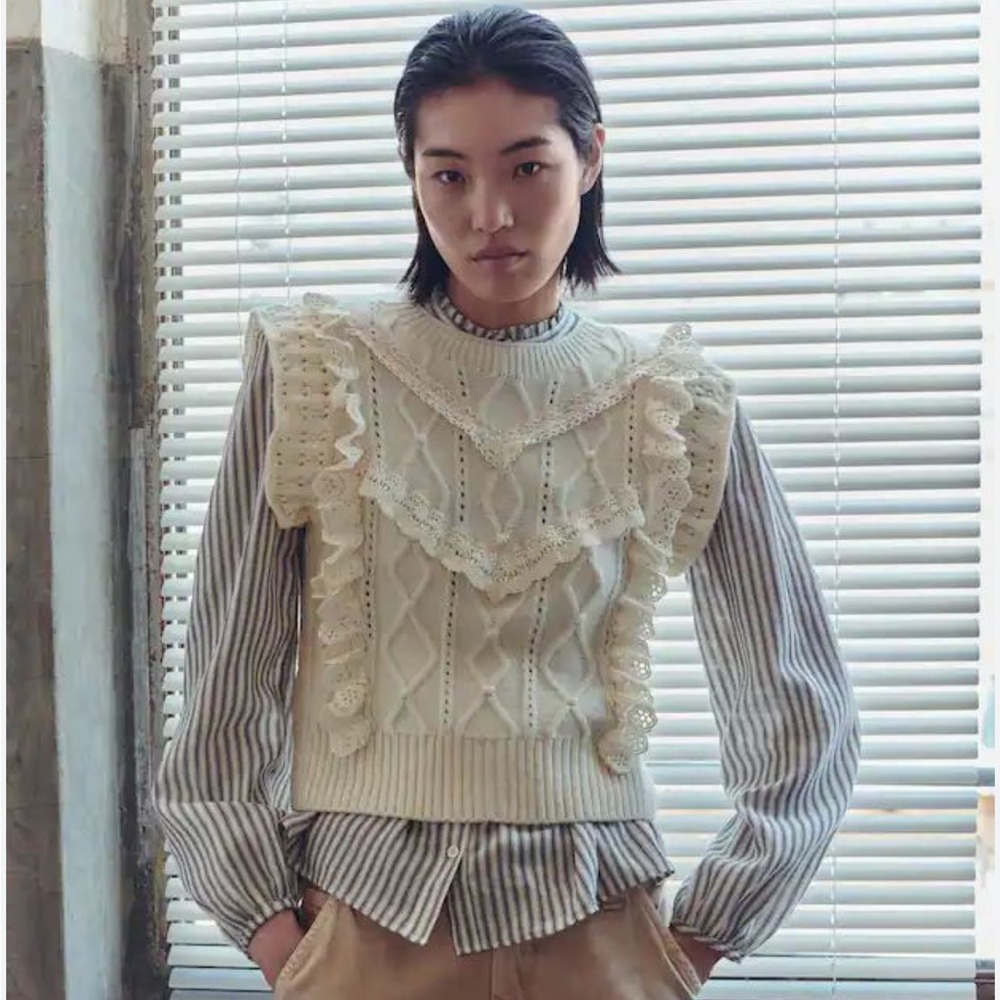 Mango Ruffled Sleeveless Sweater